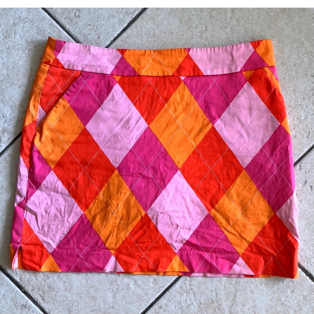 Loudmouth Golf Skort Womens 10 Built-in Shorts Lined Argyle Multicolor Stretch
